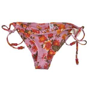 Aerie Pink Floral Tie Bikini Bottoms Size Small NWT